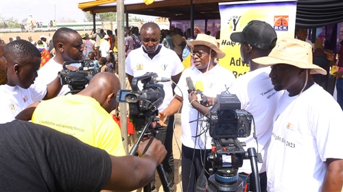 KNCHR CEO Dr. Mogesa addressing the media during the celebration of International Human Rights Day in Kakuma